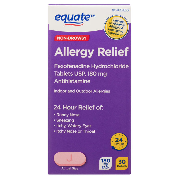 Fexofenadine Hydrochloride 180 mg - 24-Hour Non-Drowsy Allergy Relief, 30 Tablets by Pasteur Pharmacy