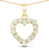 10K Yellow Gold Ethiopian Opal Heart Pendant Necklace