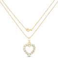 10K Yellow Gold Ethiopian Opal Heart Pendant Necklace by Fine Color Jewels