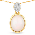10K Gold Ethiopian Opal and Diamond Slide Necklace by Fine Color Jewels