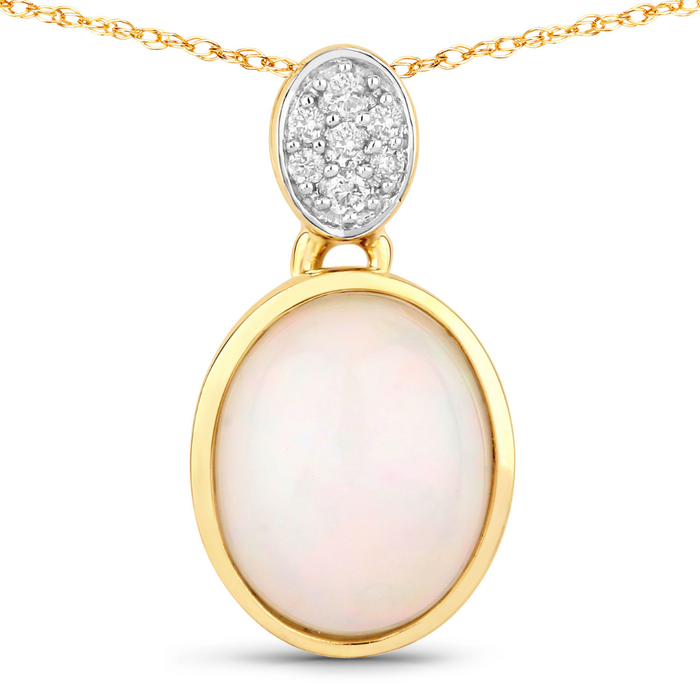 10K Gold Ethiopian Opal and Diamond Slide Necklace by Fine Color Jewels