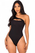 Ribbed Knit Cut Out One Shoulder Bodysuit {BT3932} by The House of Stylez