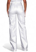 Water / Dirt Repellent White Coated Cargo Wide Leg Pants {Great Stretch} by The House of Stylez