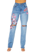 Denim Patch Exposed Knee Jeans by The House of Stylez