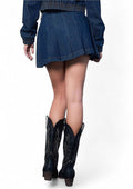 Indigo Denim Pleated Skirt by The House of Stylez