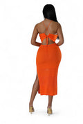 Orange Knit Halter Midi Dress by The House of Stylez
