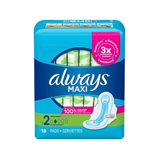 Always Maxi Long Super Pads with Wings 8 Packs of 18 by Pasteur Pharmacy