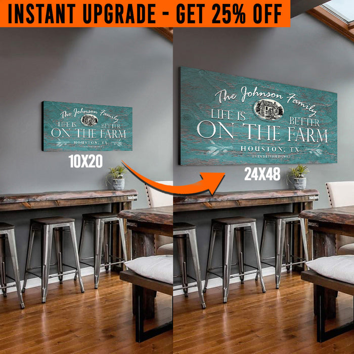 Upgrade Your 20x10 Inches 'Life is better on the Farm' (Style 3) Canvas To 48x24 Inches by Tailored Canvases
