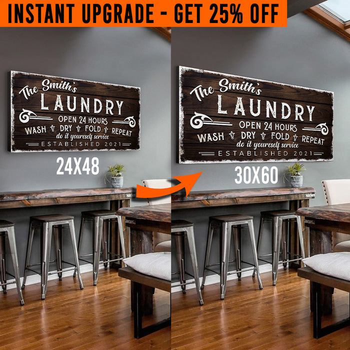 Upgrade Your 48x24 Inches 'Personalized Laundry Room' (Style 3) Canvas To 60x30 Inches by Tailored Canvases