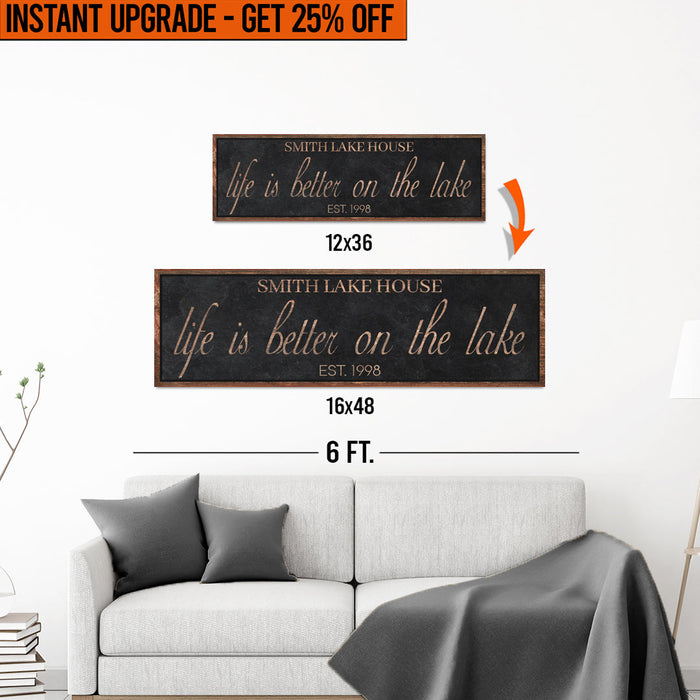 Upgrade Your 12x36 Inches 'Life Is Better On The Lake' (Style 1) Canvas To 16x48 Inches by Tailored Canvases