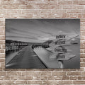 Family Names Monochrome Ocean Dock Sign by Tailored Canvases
