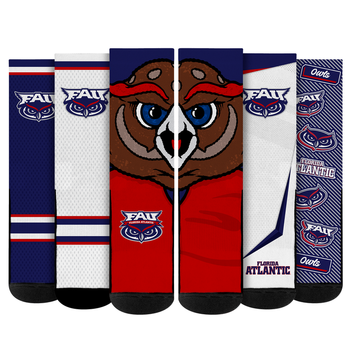 FAU Owls - Super Fan Bundle 5-Pack by Rock 'Em Socks