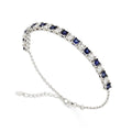 Blue and White Square Sapphire Bracelet by Fine Color Jewels