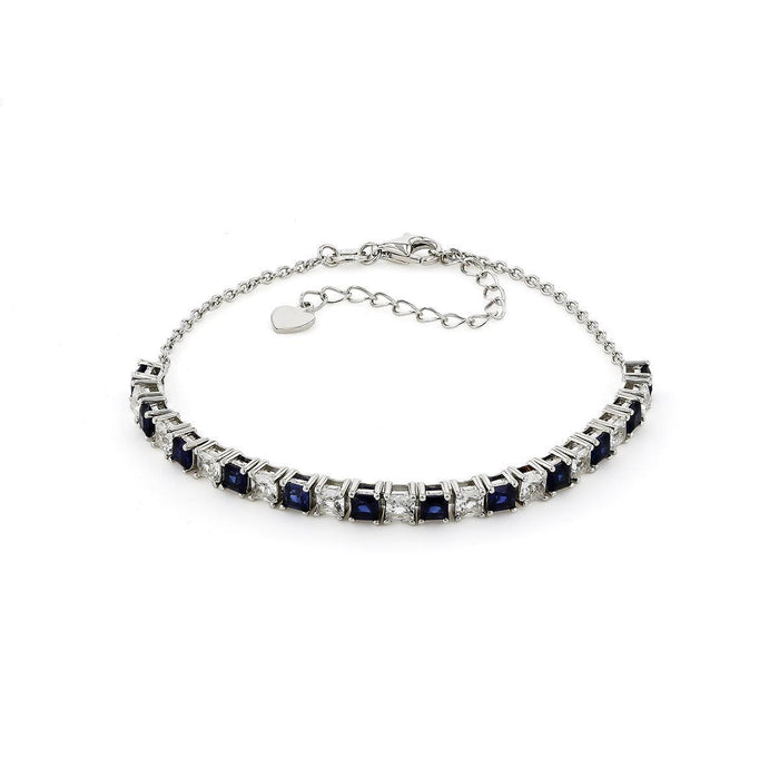 Blue and White Square Sapphire Bracelet by Fine Color Jewels