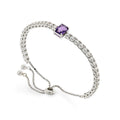 Natural Octagon Dark Amethyst Bracelet by Fine Color Jewels