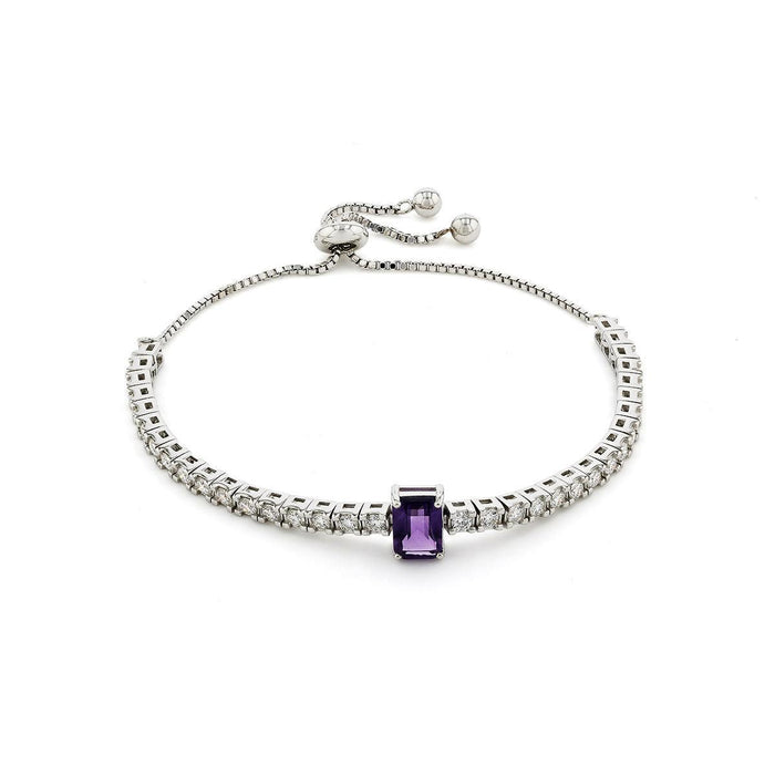 Natural Octagon Dark Amethyst Bracelet by Fine Color Jewels