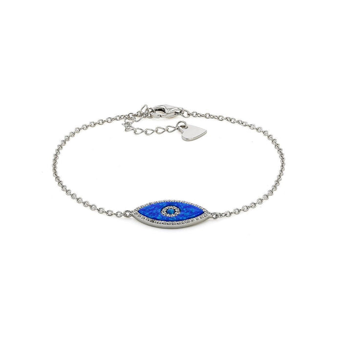Marquise Cut Blue Opal Evil Eye Bracelet by Fine Color Jewels