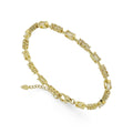 Baguette White Topaz Prong 14k Yellow Gold Plated Silver Link Bracelet by Fine Color Jewels