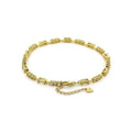 Baguette White Topaz Prong 14k Yellow Gold Plated Silver Link Bracelet by Fine Color Jewels