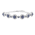 Lab Grown Blue Sapphire Halo Tennis Bracelet by Fine Color Jewels