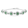 Lab Grown Emerald White Halo Bracelet by Fine Color Jewels