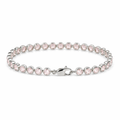 8.12 Ct Round Pink Rose Quartz Bezel Sterling Silver Inline Lobster Clasp Tennis Bracelet by Fine Color Jewels