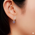 Natural Amethyst Heart Leverback Silver Drop Earrings by Fine Color Jewels