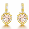 Pink Natural Rose Quartz Sterling Silver Heart Earrings