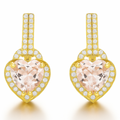 Pink Natural Rose Quartz Sterling Silver Heart Earrings by Fine Color Jewels