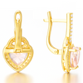 Pink Natural Rose Quartz Sterling Silver Heart Earrings by Fine Color Jewels