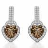 Natural Brown Quartz Heart Sterling Silver Earrings