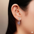 Natural Amethyst Three Stone Silver Dangle Earrings by Fine Color Jewels