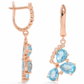 Natural Sky Blue Topaz Flower Drop Earrings by Fine Color Jewels