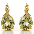 Natural Green Prasiolite Earrings Sterling Silver by Fine Color Jewels