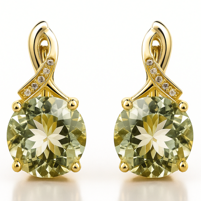 Natural Green Prasiolite Earrings Sterling Silver by Fine Color Jewels
