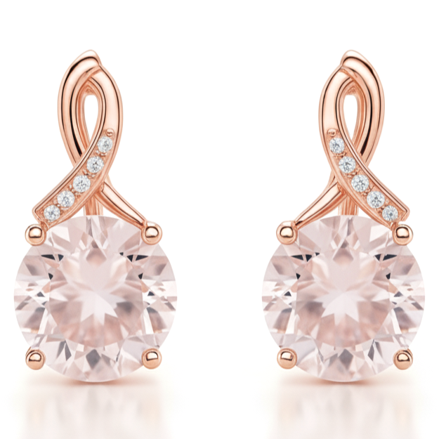 Natural Rose Quartz Silver Leverback Earrings by Fine Color Jewels