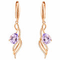Natural Amethyst & White Topaz Sterling Silver Earrings by Fine Color Jewels