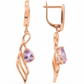 Natural Amethyst & White Topaz Sterling Silver Earrings by Fine Color Jewels