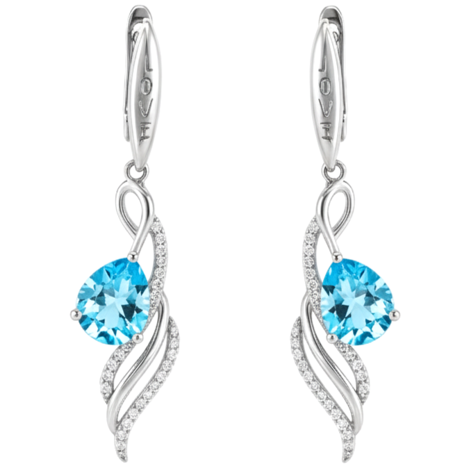 Natural Sky Blue Topaz Earrings Sterling Silver by Fine Color Jewels
