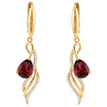 Red Natural Garnet Sterling Silver Earrings by Fine Color Jewels
