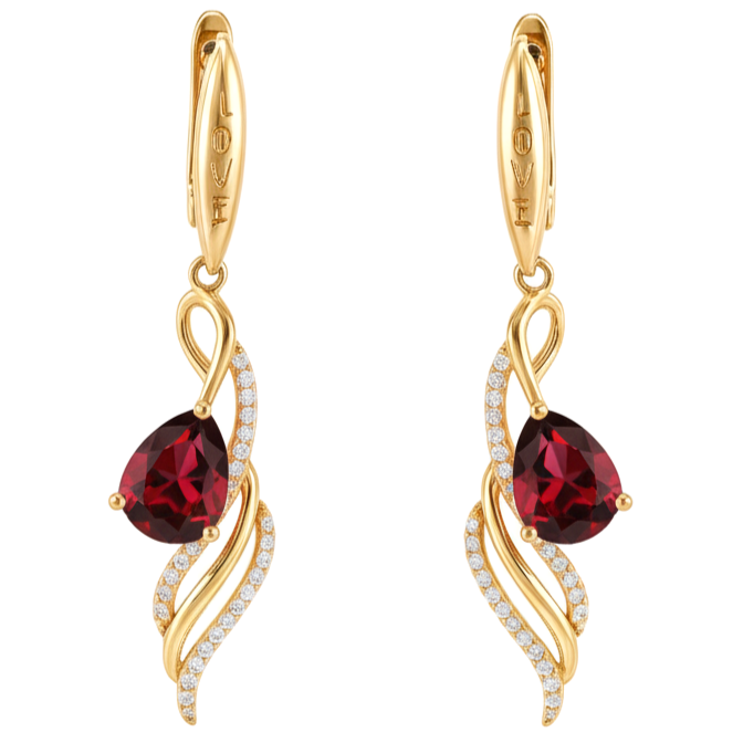 Red Natural Garnet Sterling Silver Earrings by Fine Color Jewels