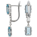 Natural Sky Blue Topaz & White Topaz Sterling Silver Earrings by Fine Color Jewels