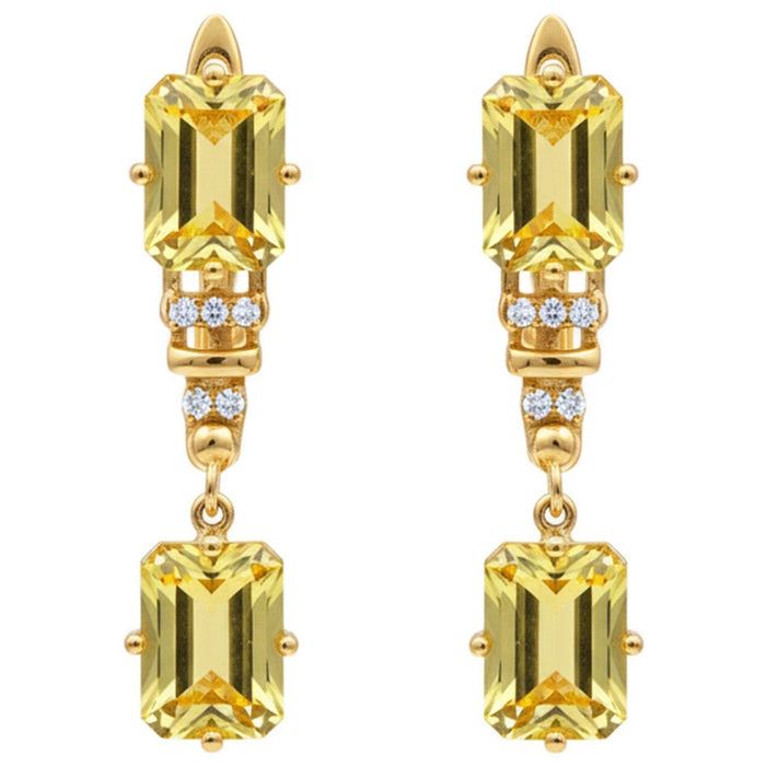 Natural Citrine Sterling Silver Drop Earrings by Fine Color Jewels