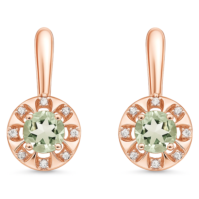 Natural Green Prasiolite Earrings Sterling Silver by Fine Color Jewels