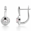 Natural Rose Quartz & White Topaz Sterling Silver Earrings by Fine Color Jewels