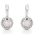 Natural Rose Quartz & White Topaz Sterling Silver Earrings by Fine Color Jewels
