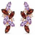 Natural Amethyst and Garnet Silver Cluster Earrings by Fine Color Jewels