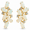 Natural Aqua Chalcedony and White Moonstone Silver Cluster Earrings