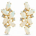 Natural Aqua Chalcedony and White Moonstone Silver Cluster Earrings by Fine Color Jewels