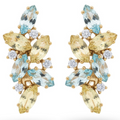 Natural Lemon Quartz and Sky Blue Topaz Silver Cluster Earrings by Fine Color Jewels